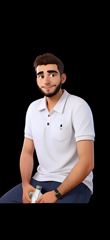 Um jovem de 23anos com barba  parado na frente, illuminated by the light of a lamp, contra o pano de fundo de uma biblioteca