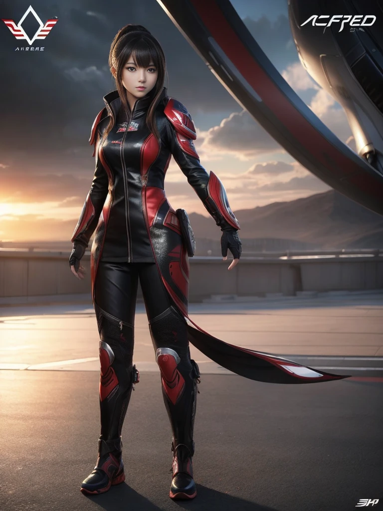 (high quality), (masterpiece), (detailed), 8K Hyperrealistic Airspeed Ace Cloths Rendering, Features a Japanese girl character in futuristic clothing, In the context of futurism，Depicted with intricate detail and lifelike precision.