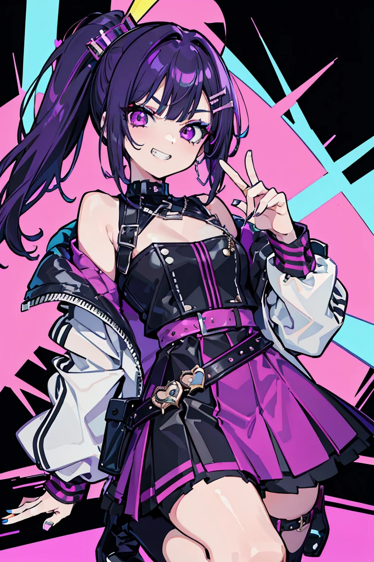 1 Typ, 1 Person,  ((Rosa Haarfarbe| schwarze Haarfarbe)) ,((Schwarzer Pony)) kurzes Haar, Body piercings, smile, vulgar,(( Solo))), Evil eyebrows, frech, (graue Augen) Evil smile, evil sight, Evil eyebrows, Male organs,  tattoo, Sabbern