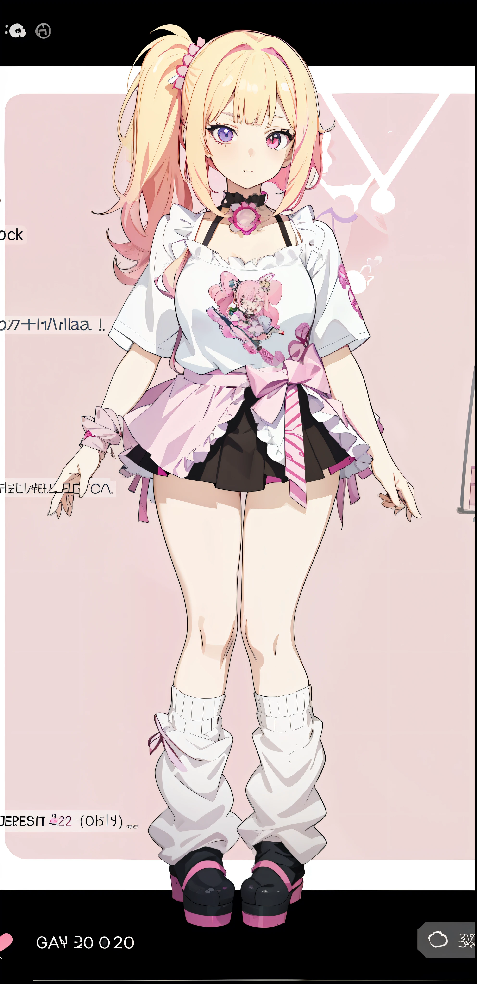 Anime girl wearing pink shirt and skirt and pink background, Anime vtuber full body model, Edge anime style, anime grandma, bbw sauce, gapmoe sick, sick. High, anime full body illustration, Single character full body, as an anime character, Edge, Edge style, anime barbie wearing white