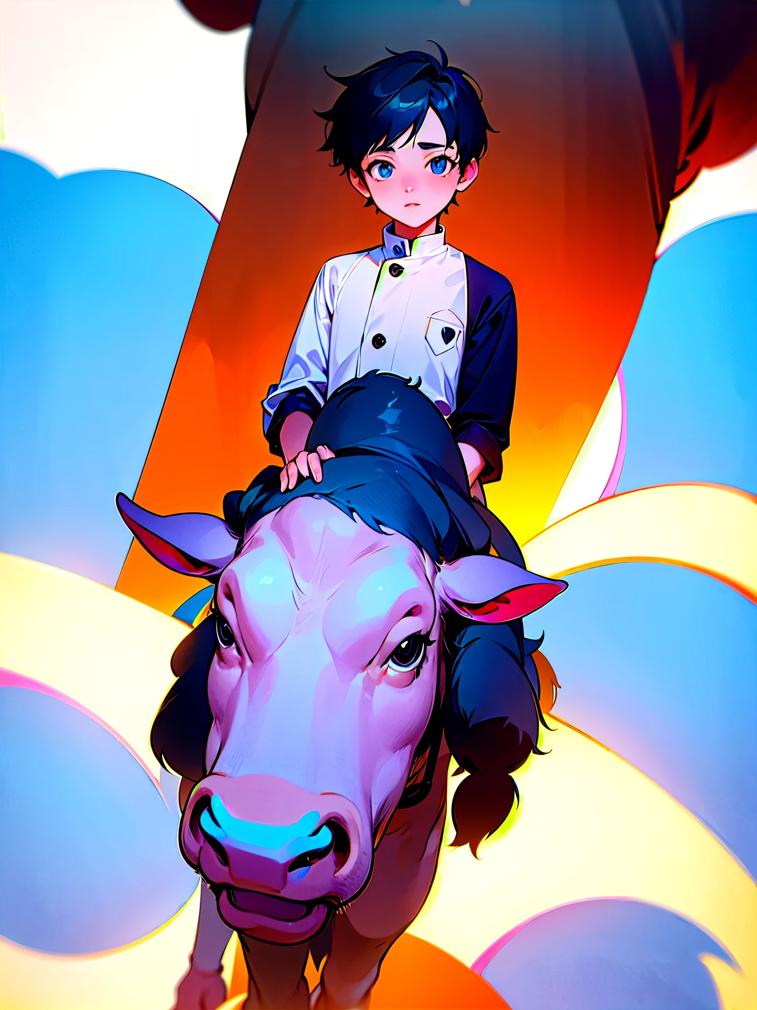 A boy with cow