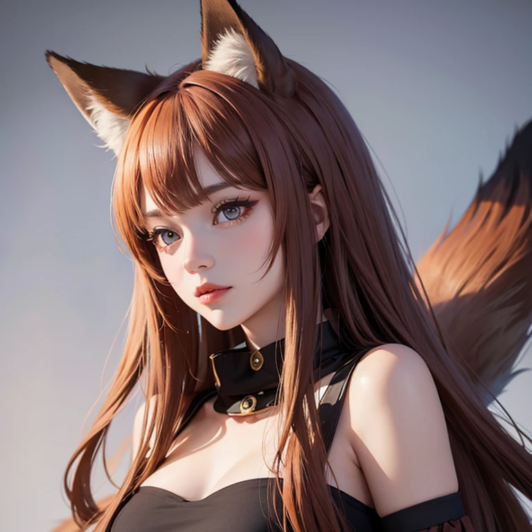 Fox Girl, Fox&#39;s Tail, Nine-Tailed Fox,Fox Ears, Black colored hair, Fox Makeup,One Girl、 Kimono with open chest, kimono, Nice body, Avatar, face, Open chest, lewd face, Dominant representation, naughty face,Big Breasts,Emphasize cleavage,Show bare skin、Skin is visible、With legs apart、Show off your thighs、With legs apart、A beautifully patterned kimono、I can see her cleavage、 Body size is 100-70-90!、Muscular、Uplifting、Abdominal muscles、Big Breasts、Exposed skin、Long Hair、Skin Texture、Soft breasts 