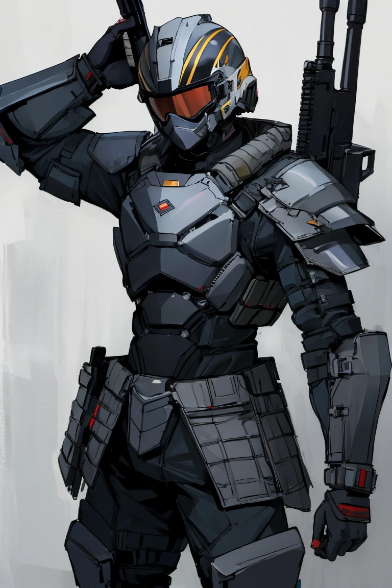 ((highest quality)), ((masterpiece)), (be familiar with),Body Armor,gun,Helmet,male,special forces