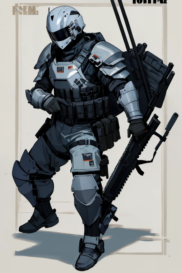 ((highest quality)), ((masterpiece)), (be familiar with),Body Armor,gun,Helmet,male,special forces