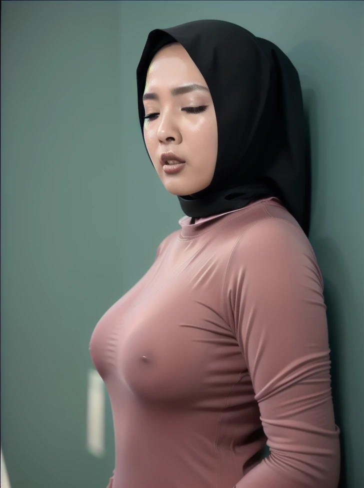 HIJAB MALAY GIRL,, IMF as a good Guy, TECHNOLGY, AI, futuristic, blockchain, International Monetary Fund, (MATRIX WORLD), ((look In front  at the camera CLOSED YOUR EYES and open your mouth)).