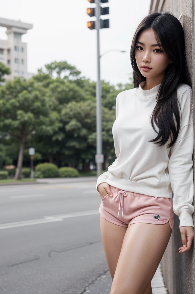 (back to the viewer, ass to the viewer)1woman, woman, asian woman, woman, hot woman, asian/Philippines model, beautiful, model, sport shorts, girly shorts, running shorts, casual woman shorts, sweater, cute female sweater, sweater, great figure, perfect proportions, black hair, long black hair, long beautiful black hair, white eyes, perfect beautiful white eyes, detailed white eyes, majestic woman great figure, asian/Philippines, asian woman, light pink lipstick, perfect face, cemeterial face, great body, beautiful body perfect face with white eyes black hair light pink lipstick asian/Philippines,casual clothes, sport shorts, girly shorts, running shorts, casual woman shorts, sweater, cute female sweater, sweater, asian woman, (Thick body, great figure) BREAK highly realistic, perfect image, realistic image, photorealistic, real image, real photo 8k image, high-resolution. [perfect hands, perfect legs, perfect proportions, perfect face, woman] asian woman, beautiful asian woman (white eyes, beautiful white eyes, detailed white eyes) *black hair* *white eyes* *sportshorts for woman* *oversized sweater* (back to the viewer, ass to the viewer)
