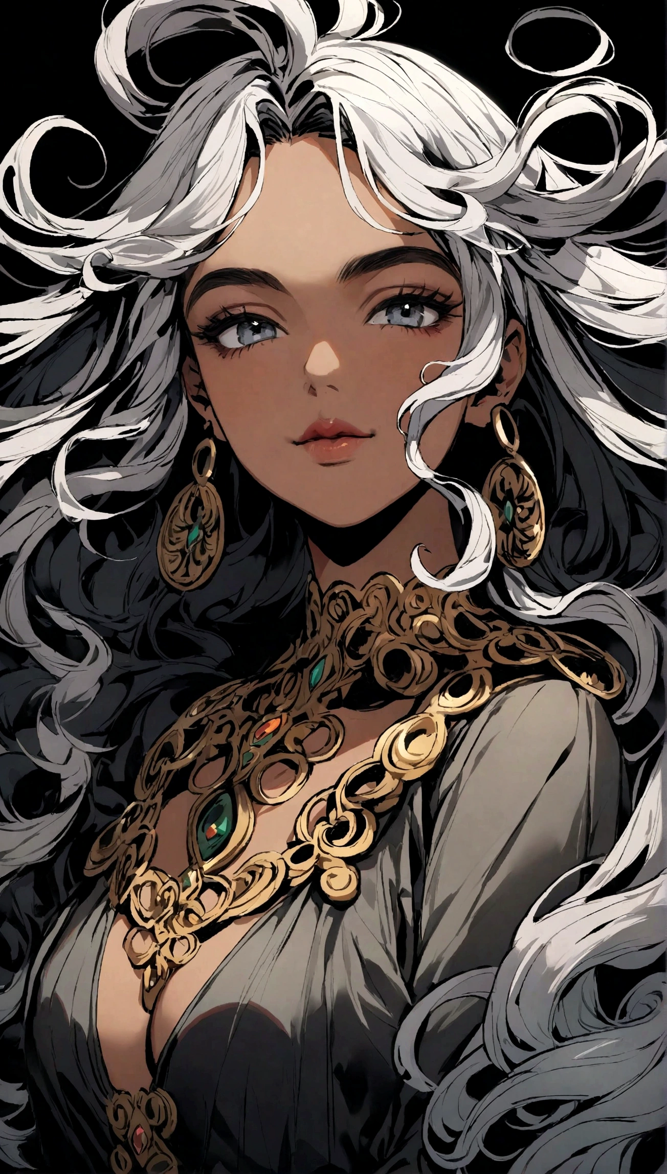 A beautiful and amazing black Brazilian woman,portrait du haut du corps,Boucles gratuites, Black Loop hair, (dark shorter Loop hair), Wild black long Loop hair, cheveux multiversaux, Brazilian, Short black Loop hair, des cheveux noirs Loops, Boucles, spread wavy hair, Boucles baroques, boucles, Loop, Fair Loop hair, texture des cheveux, Loop bang