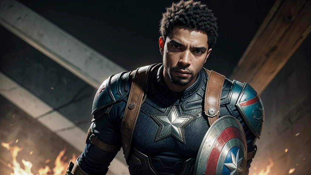 criar imagem do capitao america com escudo em pe