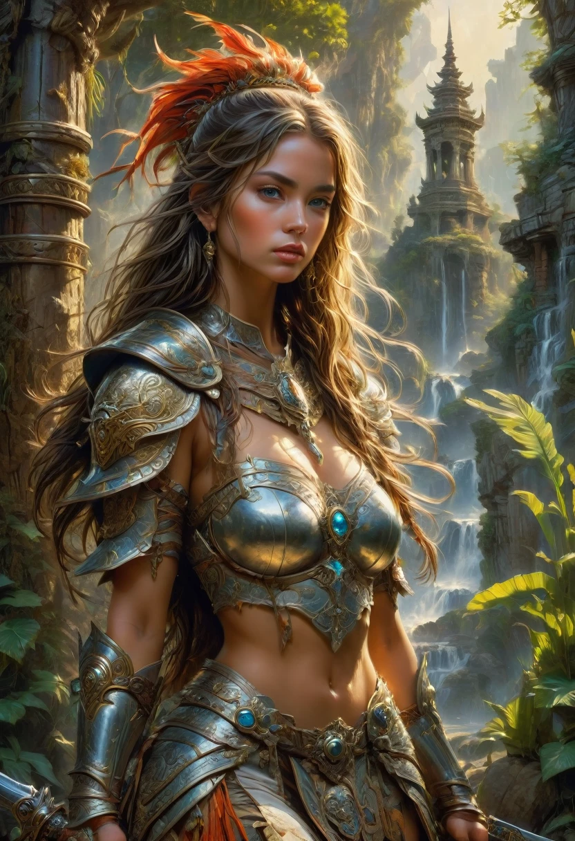 Female Warrior, by mark ploog, best quality, masterpiece, very aesthetic, perfect composition, intricate details, ultra-detailed