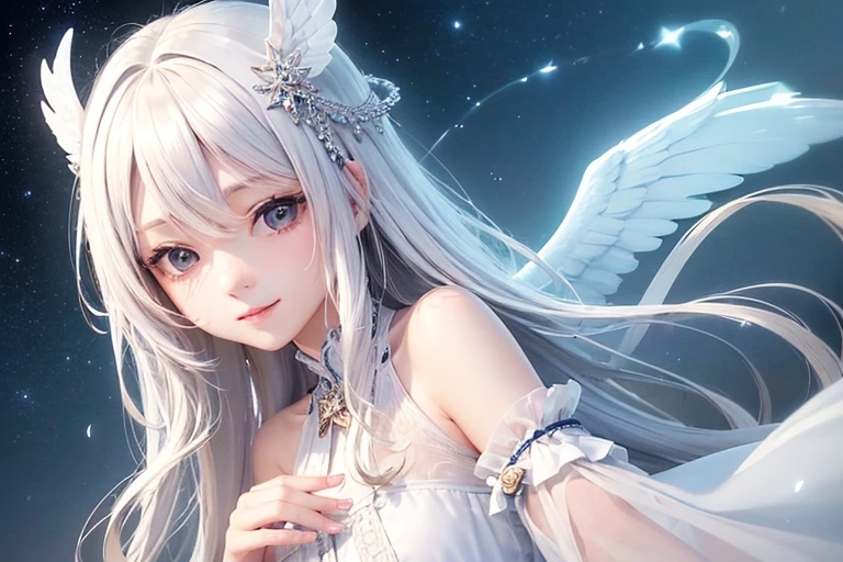 1Angel,Angelの羽,Angelの翼,Fluffy Wings,Big white feather,Jeweled Hair Ornaments,Angel halo,aureola,Angelの輪,young,Clear skin,praying,pray,Close eyes,happiness,smile,smile,Happy,White skin,Lip gloss,Realistic, 35mm, Intricate details, High resolution, Intricate details, Super detailed, Natural skin texture, Hyperrealism, sharp, 1woman (Angel:0.7) ,woman,pastel colour,Portraiture,Top view,alone, Half Shot,White blouse,Lolita,Detailed Background, ,Magical atmosphere,Hair swaying in the wind,Silky Hair,Cream colored hair,Shiny Hair,Blonde Hair,Bright colored scenery,Magic Whirlwind,Shine,Bright landscape,Daytime,summer,sun,Pop Art, (Style - Swirl Magic:0.8), Suspended particles,Dancing Light,Thin eyebrows,Thin eyebrows,Wavy Hair,ボブヘアーShine瞳,Childish,A gentle gaze,like,慈like,mercy,Gentle light,シルクのようなShiny Hair,Long sleeve blouse,Bright Gods,Divine Light,Halo,aura,heaven,rainbow,pastel colourの風景,Wavy Hair,Small bust,A world of light,There is a white haze