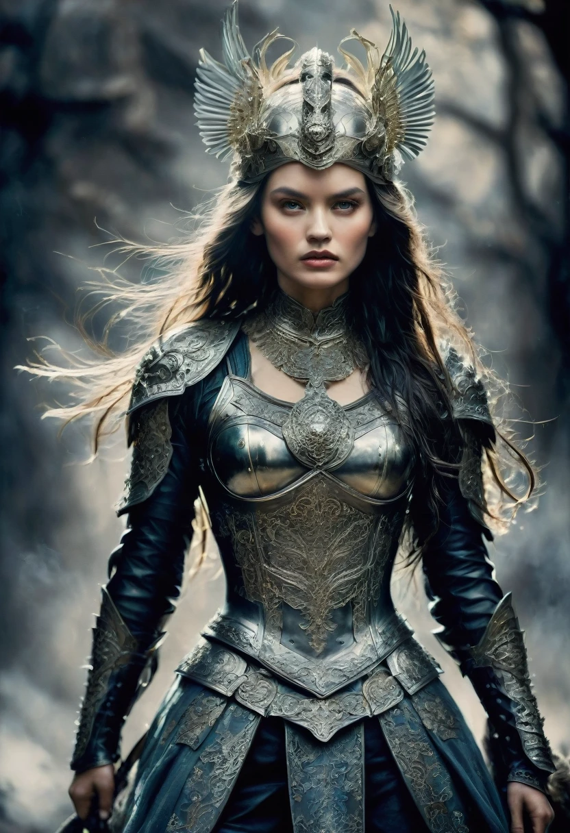 Female Warrior, by Paolo Roversi, best quality, masterpiece, very aesthetic, perfect composition, intricate details, ultra-detailed