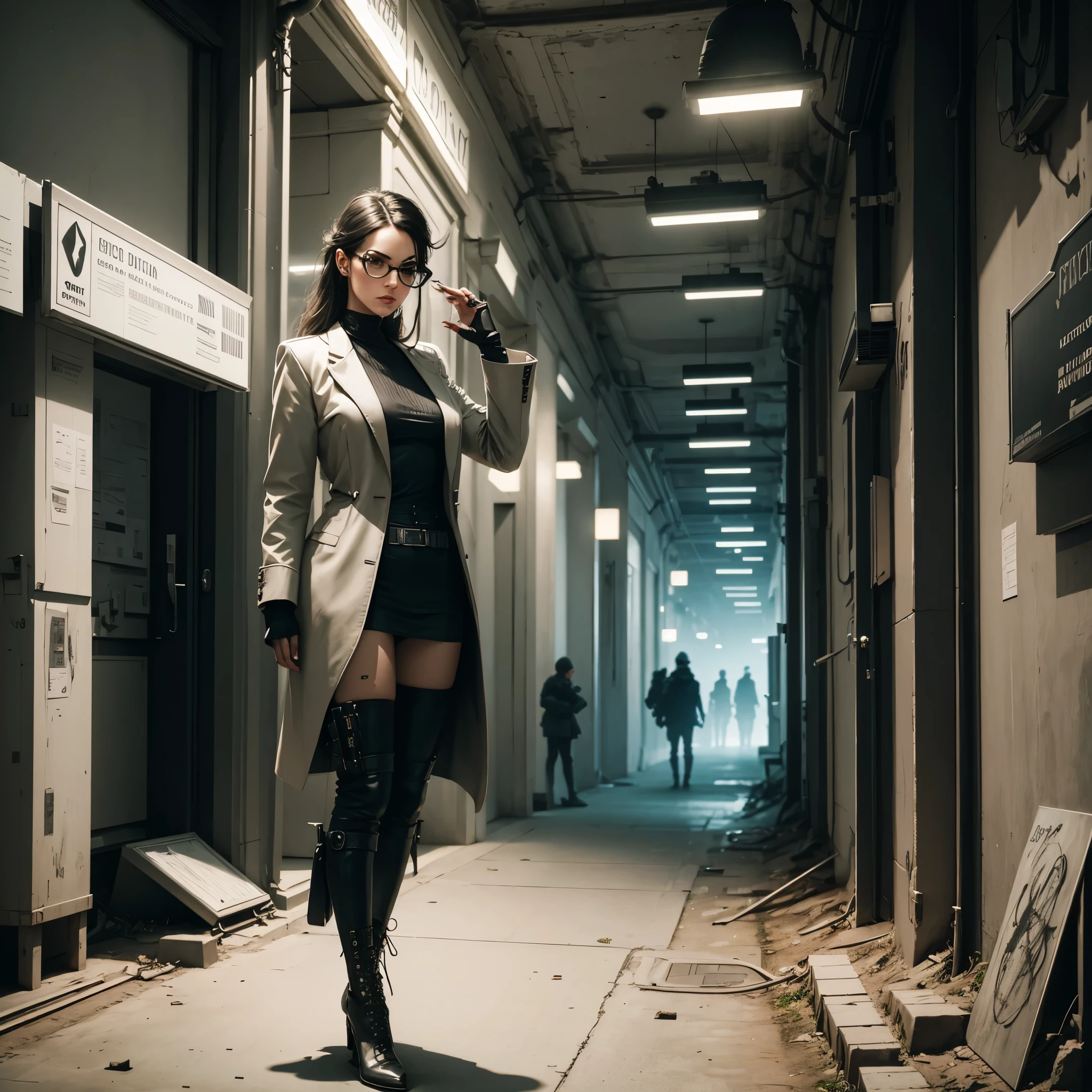 Dark dystopian futur, elegant artist hipster