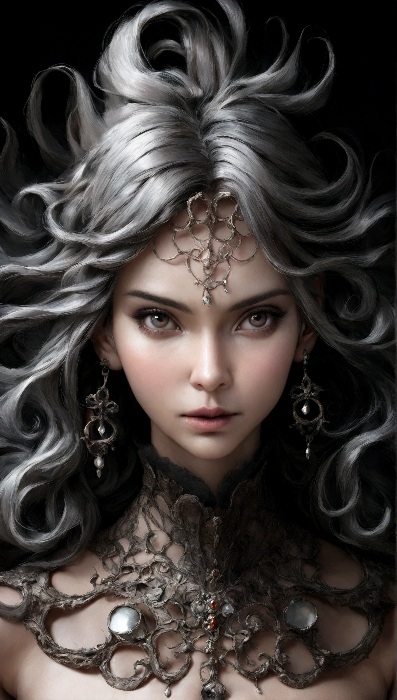 (ultra haute résolution,photorealistic,Best quality,photo-realistic),(8kA beautiful and amazing black Brazilian woman,portrait du haut du corps,Boucles gratuites, Black Loop hair, (dark shorter Loop hair), Wild black long Loop hair, cheveux multiversaux, Brazilian, Short black Loop hair, des cheveux noirs Loops, Boucles, spread wavy hair, Boucles baroques, boucles, Loop, Fair Loop hair, texture des cheveux, Loop bang