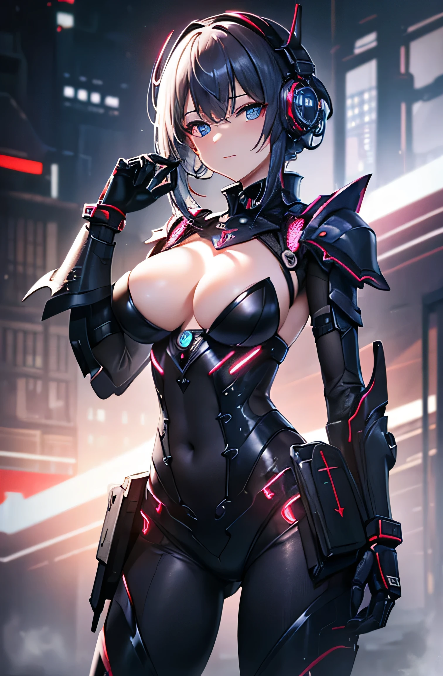 top quality, Super detailliert, Super detaillierte Details, Feines Detail, Unbelievably pretty, halb nackter robot, Breasts, Nippel, nackt, perfekte Nippel, Breasts sind menschlich und nackt, beautifully detailed eyes, (female half naked machine body), (Maschinengelenke, Maschinenglieder:1.3), mechanische haut, (Freilegung der inneren Struktur der Maschine:1.2), (Rote lange Haare), (mechanical bikini armor), Cowboy_Schuss, seitlicher Fokus, Glittering, (cyber tech punk mask), cyber punk,
