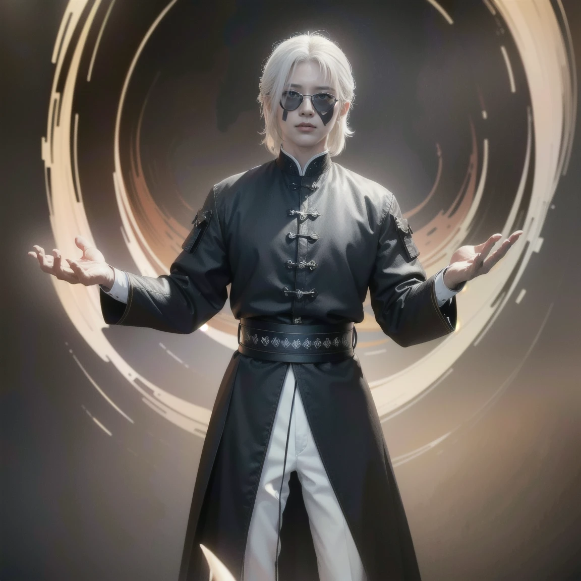 ((masterpiece, best quality, Highest image quality, high resolution, Reality, RAW photos, 8K)), ((Extremely detailed CG unified 8k wallpaper)), avatar,Sheep Horn,Front view,Medieval style,ID photo,((Cool man)),White hair