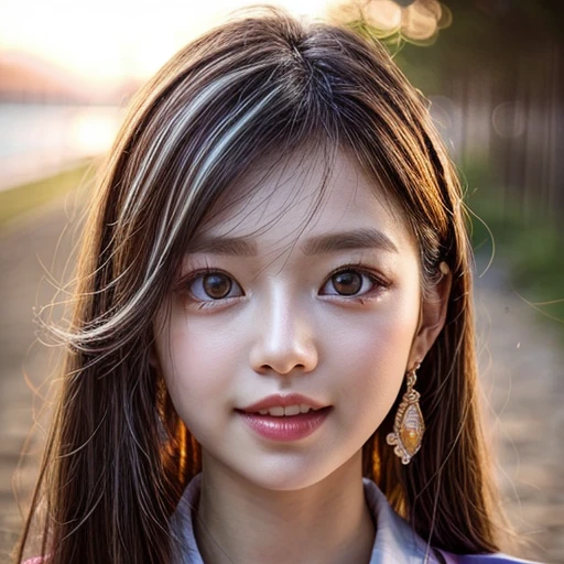 (Acutance:0.85), Masterpiece of 8K Ultra-detailed, Volumetric lighting, (BokeH RAW photorealistic:1.37), Tiny girl wearing tube-top dress、Tropical Beach、evening、Stroll along the beach、(Gazing at the sunset, colorful sky)、(Orange rays illuminating face, close-up:1.4), Gust of wind . (((Extremely detailed a face variation of NOGIZAKA girls))), perfect anatomy, Childish, captivating gaze, elaborate detailed Eyes with (sparkling highlights:1.3), long eyelashes、Glossy RED Lips with beautiful details, Coquettish tongue, Rosy cheeks, ((Radiant natural skin) with clear transparency) . { (Dynamic joyful expressions) | (:d) }, { (Light Particle;1.25) | God rays }, (no Large eyes, no tree).