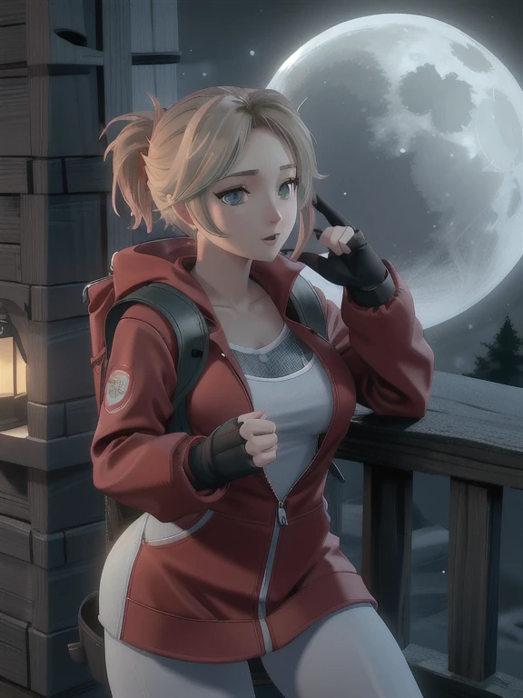 ((Best quality)), ((Masterpiece)), (detailed), (Detailed face:1.2), (Detailed eyes:1.2), (Perfect figure:1.2), (Looking at viewer:1.2), 1girl, UDSam, solo, short hair, blonde hair, (Wearing: Red jacket, white leggings, fingerless gloves, snow boots and backpack), dark, gloomy dramatic, spooky lighting with lot of fog, foggy and snowing weather snowy, blizzard, in a forest, night time with huge white moon, 1girl, UDSam, solo, short hair, blonde hair, (Wearing: Red jacket, white leggings, fingerless gloves, snow boots and backpack), worried expression, in an forest, foggy, snowy, blizzard, lot of fog, night time, intricate, absurdres, highest-quality, extremely-detailed, masterpiece, 8k UHD, 4k HDR, RAW photograph, film-grain
