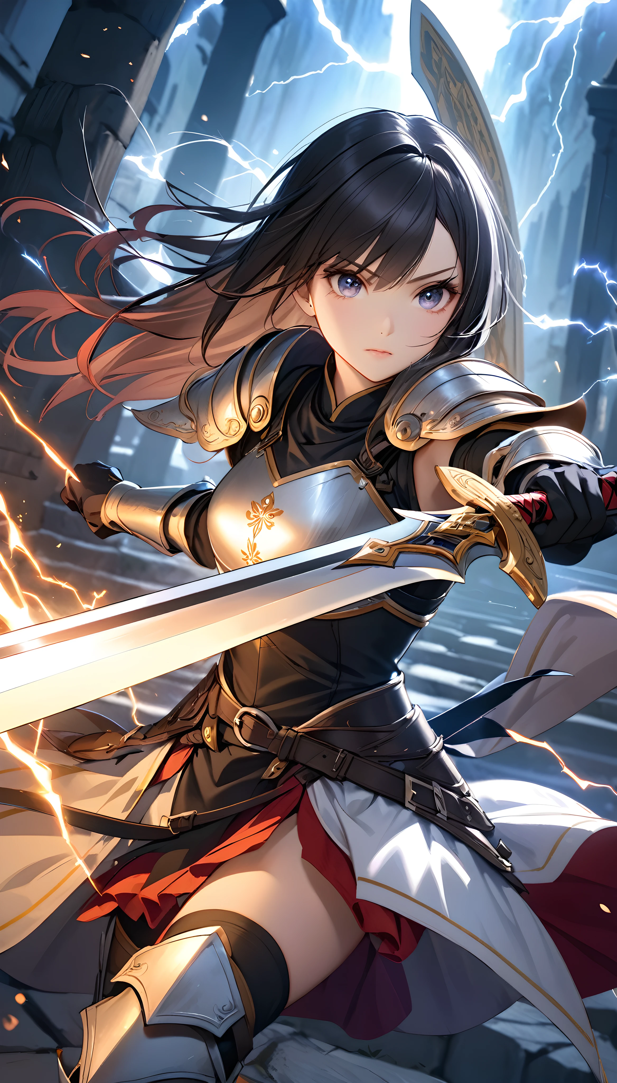 ((One Female Warrior)), [dancer|Paladin], 
She is known as the Sword Saint.、He has very strong sword skills,、This is my first real battle.。After the fierce battle, night fell.、I was resting with my friends。
but、But it was only a brief respite...。When the photographer senses the presence of an enemy behind him,、I immediately reach for the sword next to me.。
Her vigilance and、Create a scene of a brave and attractive female warrior who can fight back instantly with lightning-fast movements.。 
BREAK (A beautiful and realistic sword, The tight fit of the outfit, Armor metal texture, Fast and precise operation, A tense look, Aesthetic eyes staring at the audience), 