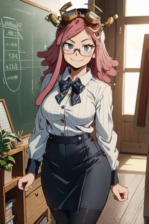 /(Mei Hatsume\),+,(from Boku no hero academia),(masterpiece),(good image),(great resolution),/(Mei Hatsume\),+,(wearing),+,(A pencil skirt and a white blouse)
