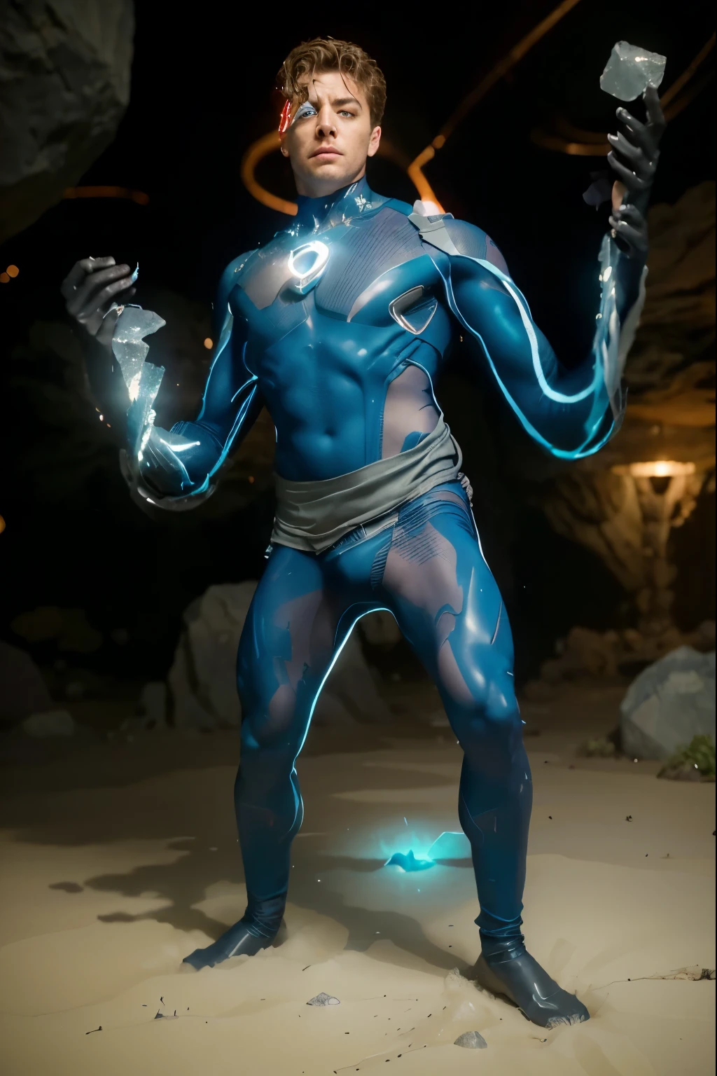 (Best quality, 8k, 32k, Masterpiece, UHD:1.2) "Transform the scene into the surreal and otherworldly environment of the Negative Zone from Fantastic Four. Picture an alien dimension filled with chaotic landscapes and strange, floating debris. The sky is a swirl of dark purples, eerie greens, and glowing blues, creating a visually striking yet unsettling atmosphere.

In the midst of this surreal setting, Mr. Fantastic stands as a beacon of resilience and adaptability. His limbs are stretched to incredible lengths, twisting and turning like rubber to navigate the unpredictable terrain. His arms and legs extend in seemingly impossible ways, wrapping around floating rocks and stretching across vast chasms, showcasing his extraordinary elasticity.

The ground beneath him is fragmented and uneven, with floating islands of rock and crystal suspended in the air. Strange, glowing plants and crystalline structures dot the landscape, casting an eerie luminescence that highlights the alien nature of this dimension. In the distance, colossal energy vortices swirl, hinting at the powerful and dangerous forces at play within the Negative Zone.

Capture the essence of the Negative Zone by emphasizing its chaotic, otherworldly beauty and the stark contrast of Mr. Fantastic’s flexible form against the unpredictable environment. His limbs, stretched and contorted like rubber, demonstrate his unique ability to adapt and thrive even in the most alien and hostile settings.

The scene should evoke a sense of awe and tension, highlighting the endless challenges and mysteries of the Negative Zone while showcasing Mr. Fantastic’s heroic determination and incredible powers. This transformation should immerse the viewer in a world where the laws of physics seem to bend, just as easily as Mr. Fantastic’s rubber-like limbs."