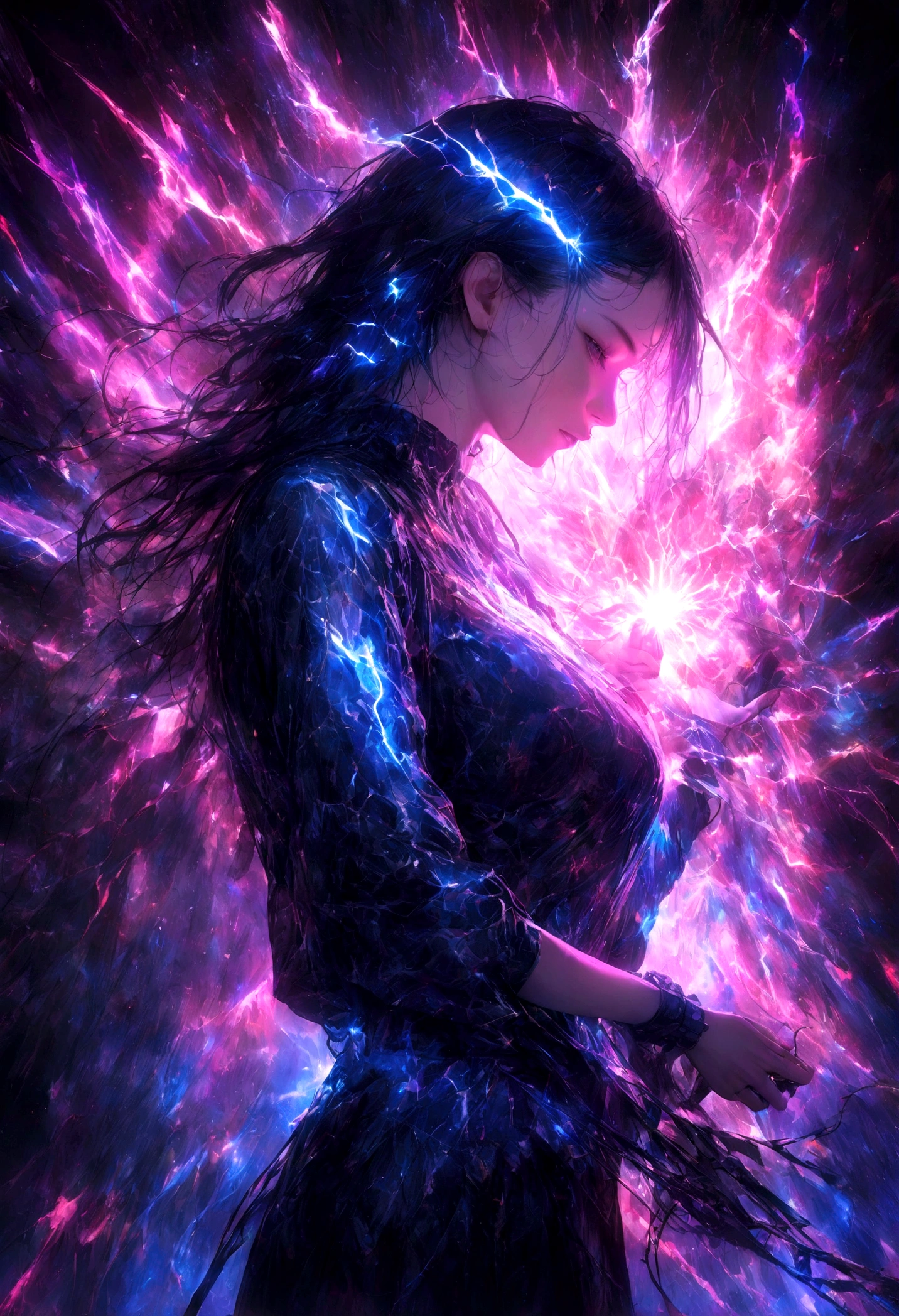 (highest quality,4K,8k,High resolution,masterpiece:1.2),Super detailed,Realistic,electricity,Neon Light,Energetic,colorful,Abstract art,Shine,fluid motion,Powerful spark,electricity回路,Technical,electromagnetic waves,Energy flow,Vibrant colors,Dynamic Lines,A stunning display,Chaotic patterns,illumination,current,discharge,Interplay of light and shadow,bright,An exciting atmosphere,modern art,Captivating visuals,electricityエネルギー,Striking contrast,Spectacular Effects,Digitized,Transformative,Wire frame,High Voltage,Shocking creativity,静electricity,Arc welding.