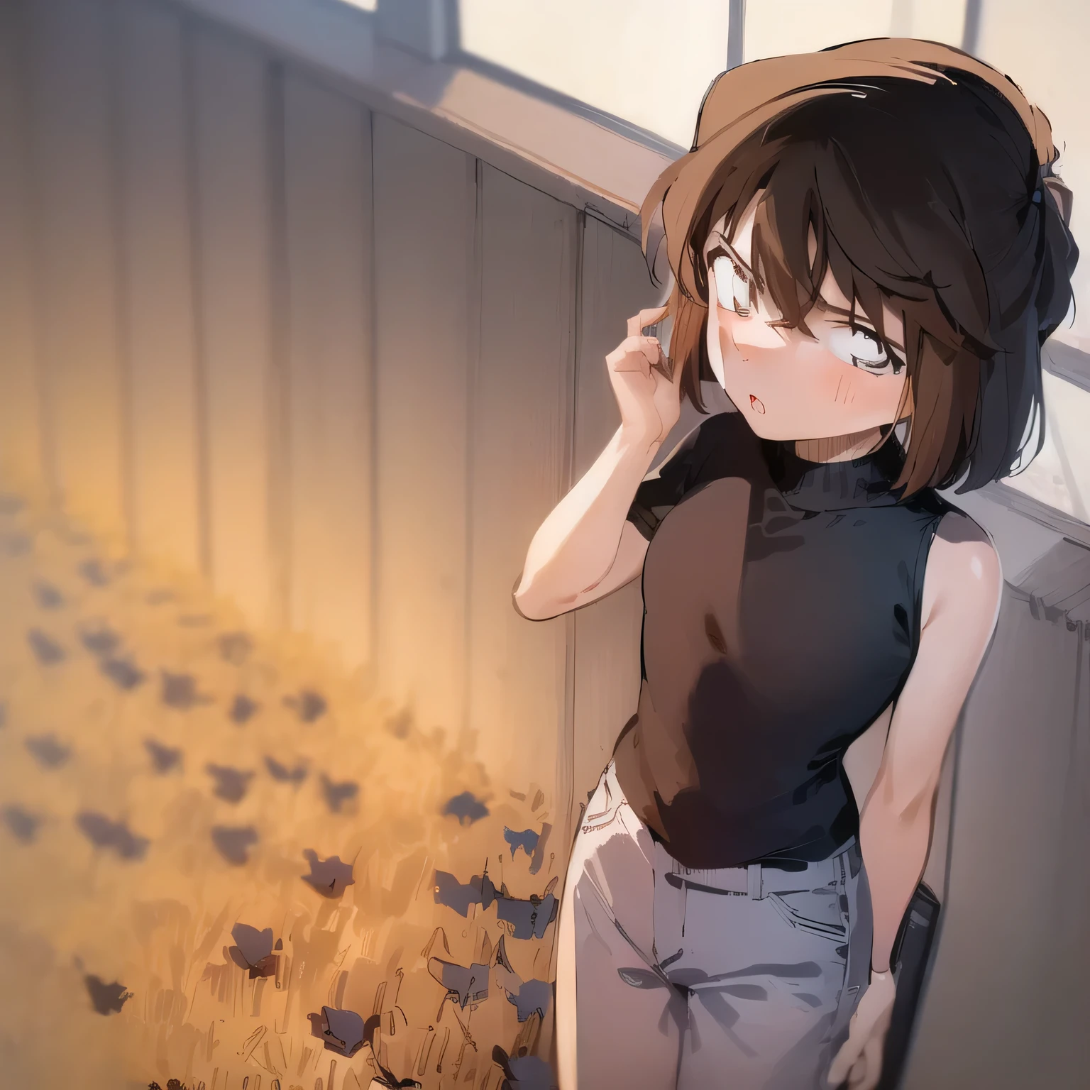 (((masterpiece))), (8k, high_resolution), cartoon, (distinct_image),((1girl, solo)) , extremely detailed CG, ((best quality)), (meitantei conan \(style\), detecive conan \(style\), meitantei conan), solo, beautiful eyes and detailed face, ((blush:1.1)), (abs:0.8), ((cowboy shot)),((1girl, solo)),