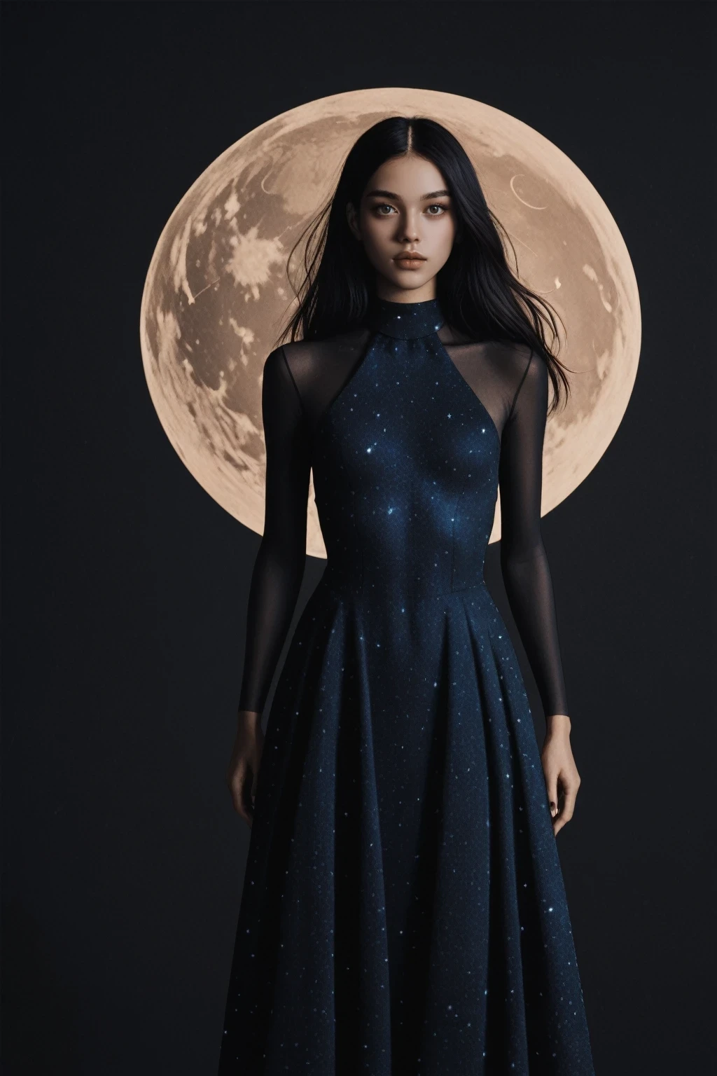 score_9, score_8_up, score_7_up, 1girl, solo, looking at viewer, (abstract art:1.3), (dark theme:1.2), art, stylized, deep shadow, dark theme, cosmic dress, cosmic beauty
in space, nebula