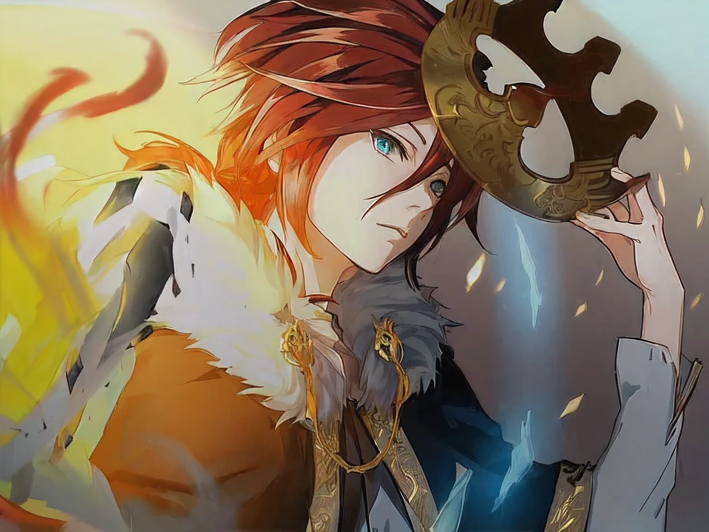 imagem um garoto de anime de com uma coroa e uma espada, anime em estilo fantasia, capa de anime, top 25 fantasia series, imagem de avatar, fantasia, epic anime fantasy, anime fantasy illustration, 2. arte de fantasia de anime 5 d cgi, gelo e fogo, Admirador de arte, advanced anime digital art ”, blade and soul, onmyoji, advanced anime digital art