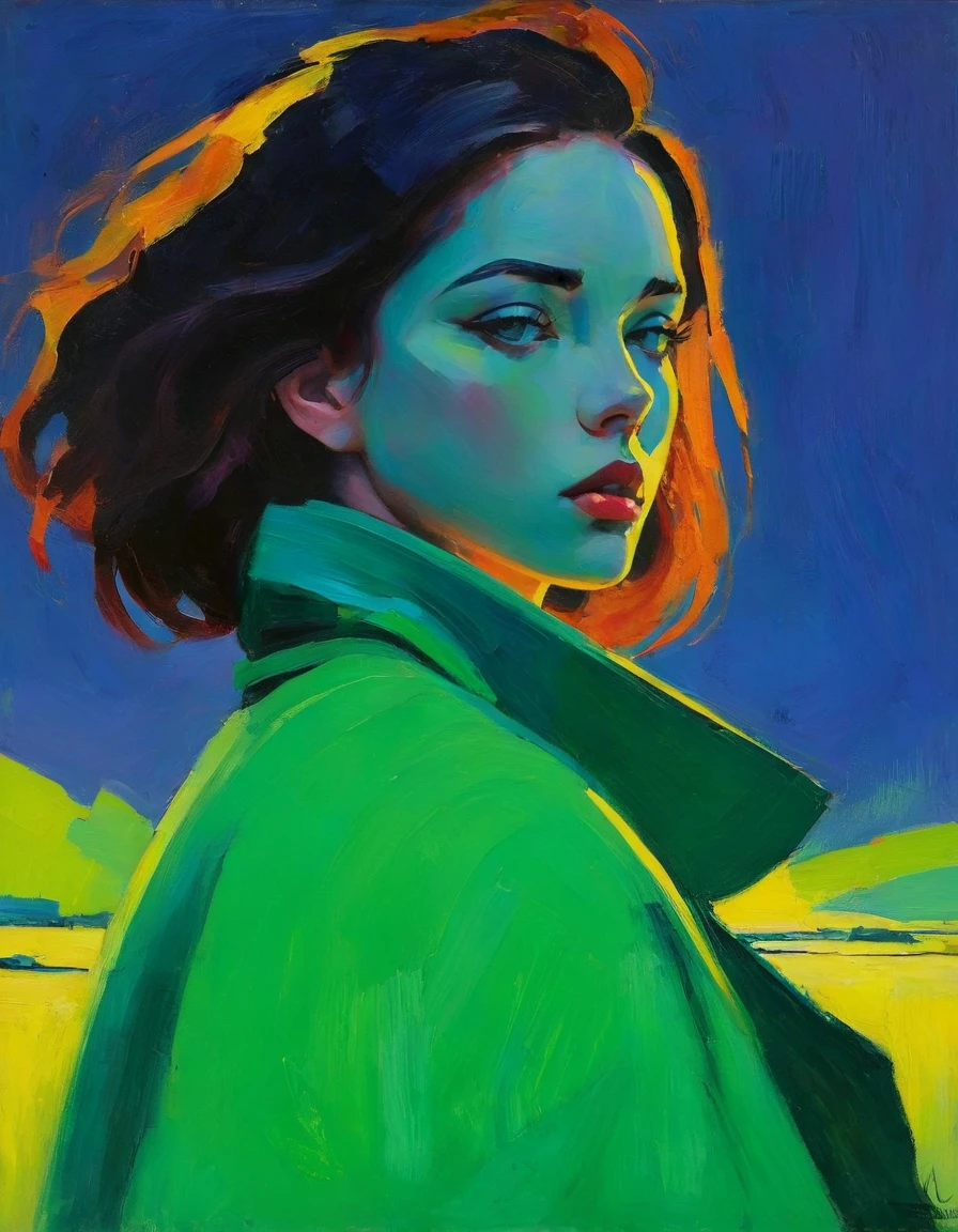 Create an evocative oil painting inspired by Malcolm Liepke, based on the provided image. Capture the intense, introspective expression of the young subject using thick, expressive brushstrokes and a muted color palette. Highlight the emotional depth and vulnerability in the subject's gaze, emphasizing the play of light and shadow on their face. Maintain a simple, textured background that complements the subject's contemplative presence. Focus on the tactile quality of the oil paint to convey the raw emotion and intimacy characteristic of Liepke's style.