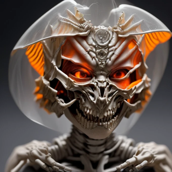 (highest quality,4K,8k,High resolution,masterpiece:1.2), Very detailed, (Realistic,photoRealistic,photo-Realistic:1.37), black creature, Otherworldly, Lovecraft, Chitinous Skin, Bioluminescence Pattern, Dark Color Palette, Spooky lighting.(Browsing Caution:1.4), black, red, orange, Her body is bioluminescent. Moisturized Skin, (Extremely detailed and intricate skin patterns:1.2), (Translucent chitinous exoskeleton:1.3), (Very small waist:1.4), (Destroyed Anatomy:1.5), violent, erotic,Magical Taoist:2.5,The Birth of the Demon King,A glowing magic circle floating in the air:1.8,Space transfer from the magic circle:1.5,Demon Reincarnation Ritual,Beautiful woman face,