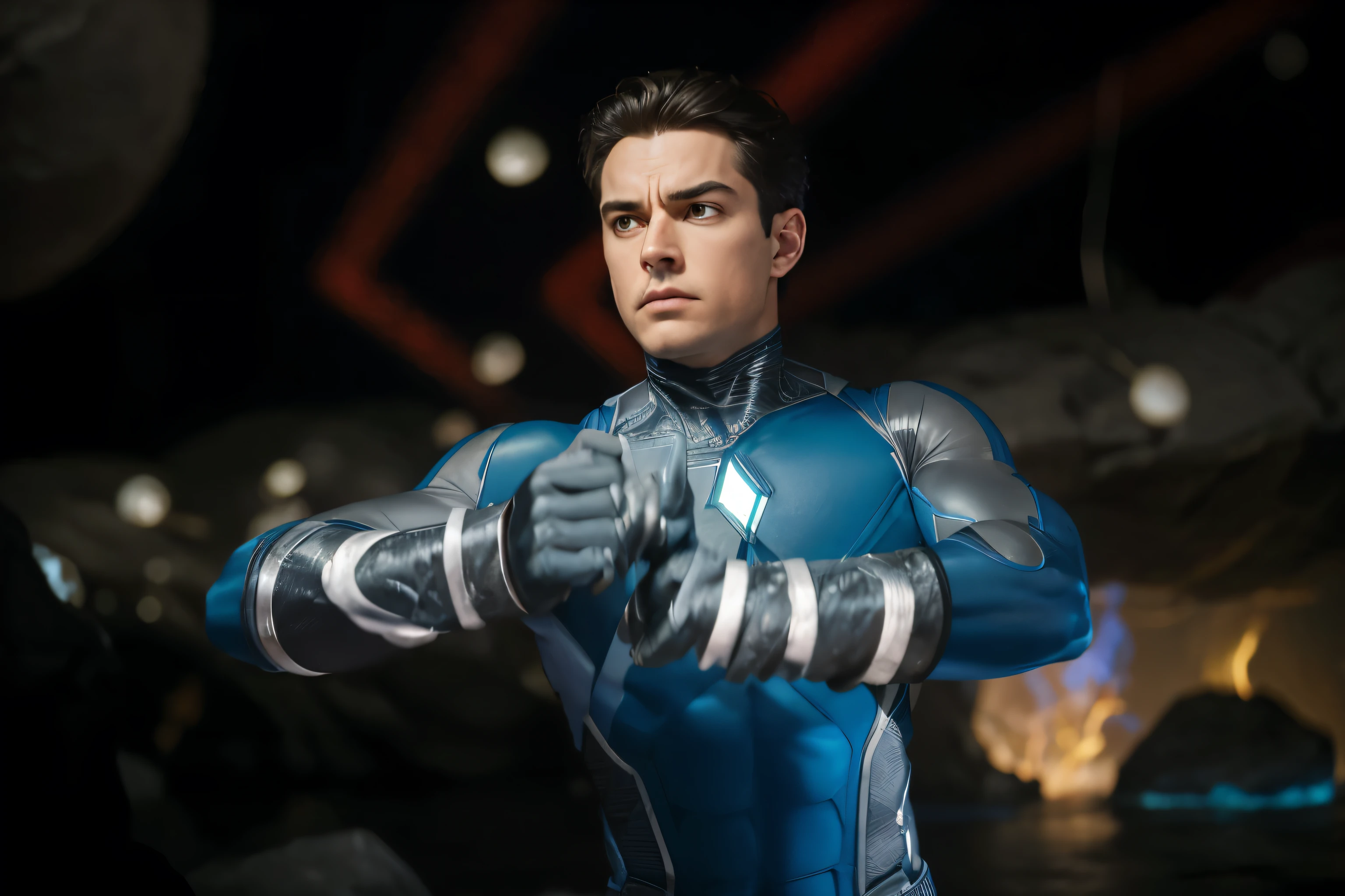 (Best quality, 8k, 32k, Masterpiece, UHD:1.2) "Transform the scene into the surreal and otherworldly environment of the Negative Zone from Fantastic Four. Picture an alien dimension filled with chaotic landscapes and strange, floating debris. The sky is a swirl of dark purples, eerie greens, and glowing blues, creating a visually striking yet unsettling atmosphere.
In the midst of this surreal setting, Mr. Fantastic stands as a beacon of resilience and adaptability. His limbs are stretched to incredible lengths, twisting and turning like rubber to navigate the unpredictable terrain. His arms and legs extend in seemingly impossible ways, wrapping around floating rocks and stretching across vast chasms, showcasing his extraordinary elasticity.
The ground beneath him is fragmented and uneven, with floating islands of rock and crystal suspended in the air. Strange, glowing plants and crystalline structures dot the landscape, casting an eerie luminescence that highlights the alien nature of this dimension. In the distance, colossal energy vortices swirl, hinting at the powerful and dangerous forces at play within the Negative Zone. ((jack Kirby)) ((cosmic)) ((Space)) ((celestial))
Capture the essence of the Negative Zone by emphasizing its chaotic, otherworldly beauty and the stark contrast of Mr. Fantastic’s flexible form against the unpredictable environment. His limbs, stretched and contorted like rubber, demonstrate his unique ability to adapt and thrive even in the most alien and hostile settings.
The scene should evoke a sense of awe and tension, highlighting the endless challenges and mysteries of the Negative Zone while showcasing Mr. Fantastic’s heroic determination and incredible powers. This transformation should immerse the viewer in a world where the laws of physics seem to bend, just as easily as Mr. Fantastic’s rubber-like limbs."