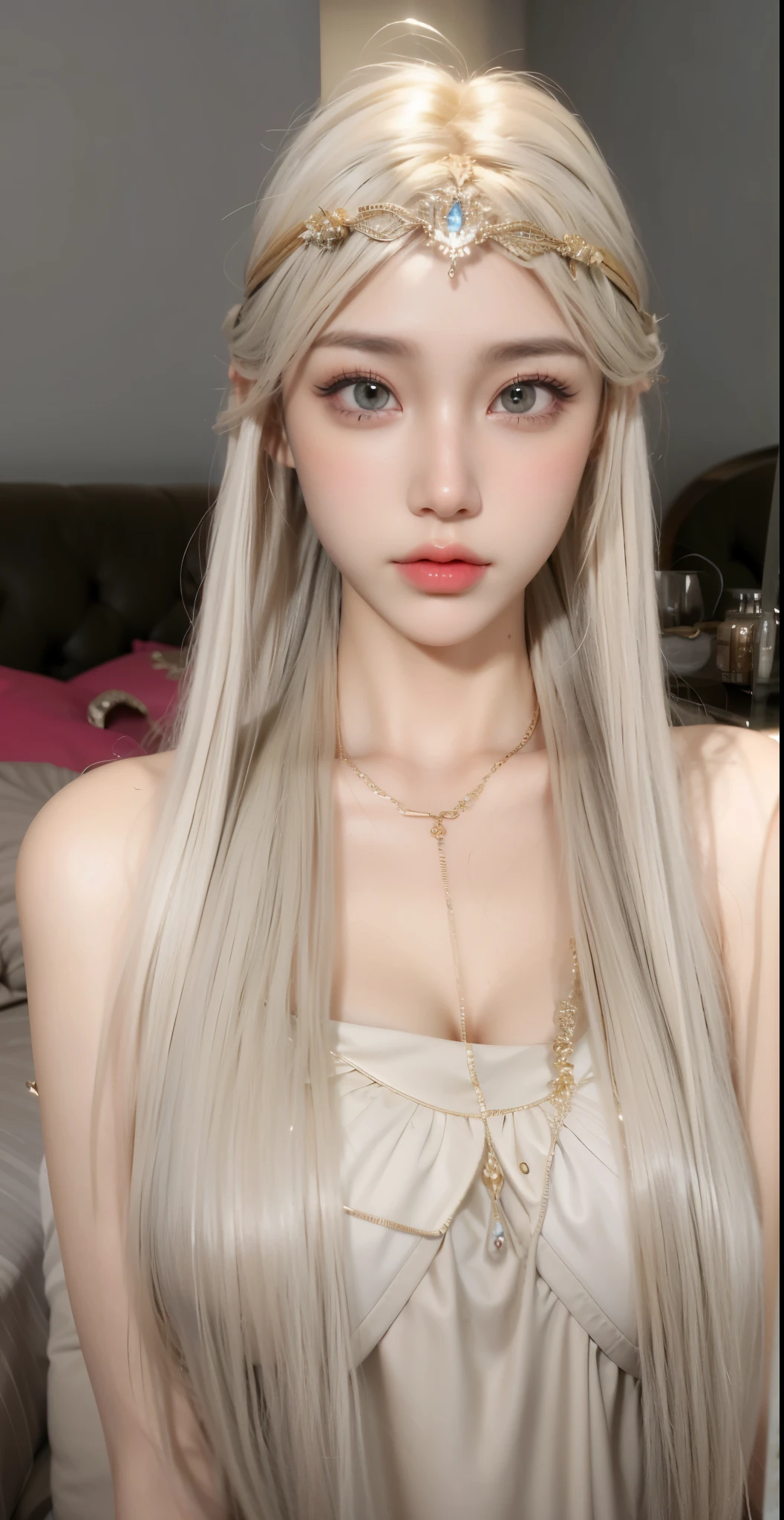 Game Art,CG Animation,Best image quality,Maximum resolution,8K picture quality,(A bust photo),(portrait),(Head close-up),(Rule of Thirds),Unreal Engine 5 rendering works,20 year old girl,((Queen)),The eyes are very detailed,(Large Breasts),Elegance and nobility,Light,Light线追踪,Game CG,((3D Unreal Engine)),OC rendering reflection mode,4k,Ultra-clear,Translucent lace,Fair and plump figure,Pretty Face,Light泽凝胶涂层,身着华贵礼服的Queen,Gorgeous clothing,Luxurious and exquisite jewelry,Colorful makeup,Luxurious diamond necklace,Goddess Athena
