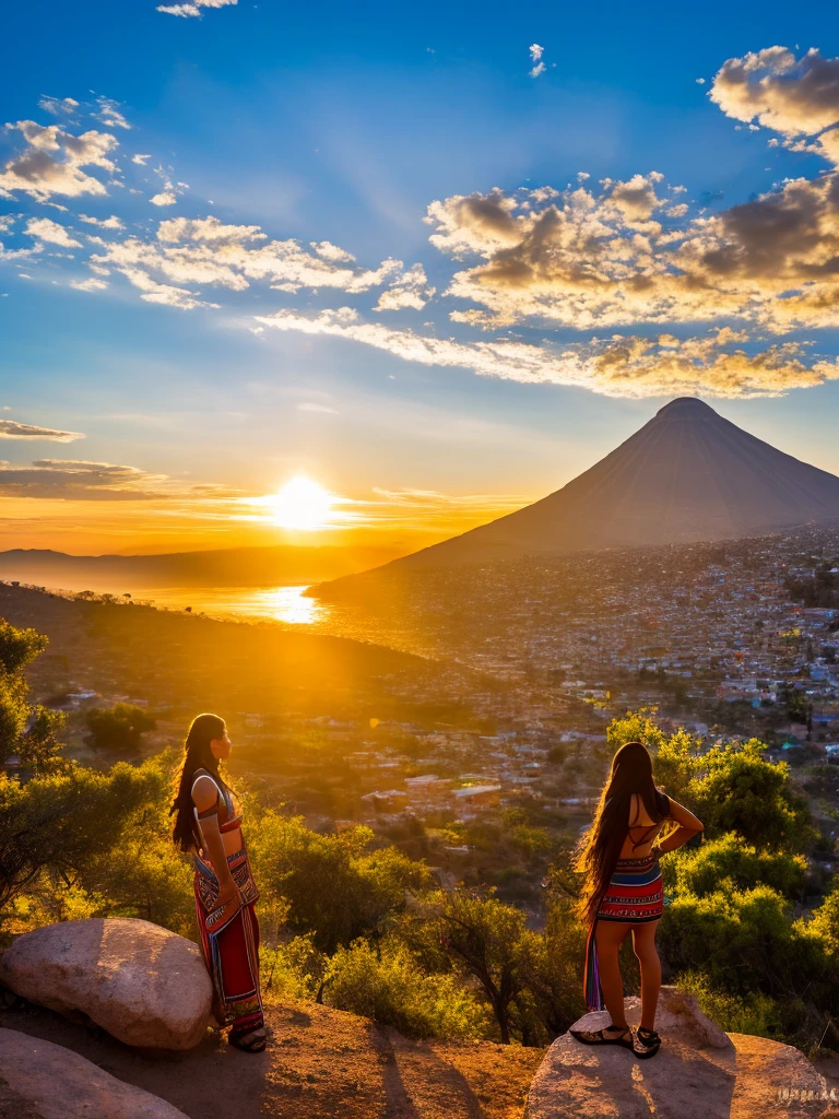 Aztec, lance, latin, mountain, horizon, sunset, sun, warm light, adult, UHD, Mexico,