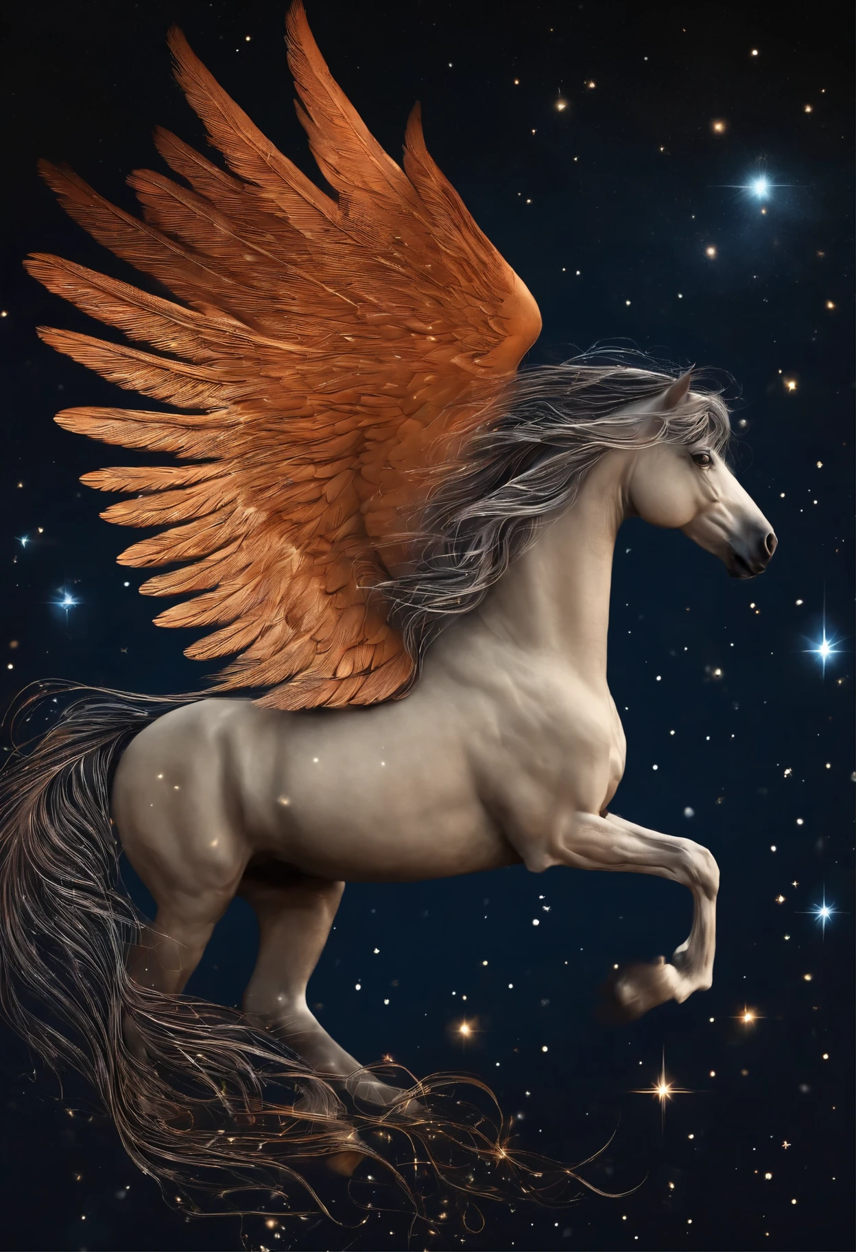 Silhouette of a pegasus with the constellation