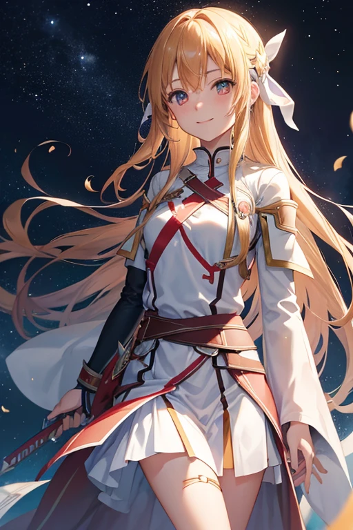 Asuna, Asuna_(star), (One girl,alone) ,Fantasy, High resolution, 19, original, (Wear it in a sheath around your waist:1.3), smile, (White Knight Wizard's Long Cape:1.55), short hair, Medium chest, View Viewer, bangs ,Fine hazel brown eyes, Beautiful background, ((Morning sun,Western-style private room)), Place your hand on your chest,(Brown Hair,Short Ponytail:1.5), (Platinum Knight Wizard Full Armor:1.55),short hair, Are standing,Straight, Couple,(whole body:1.1), White knee socks,(Couple:1.4),