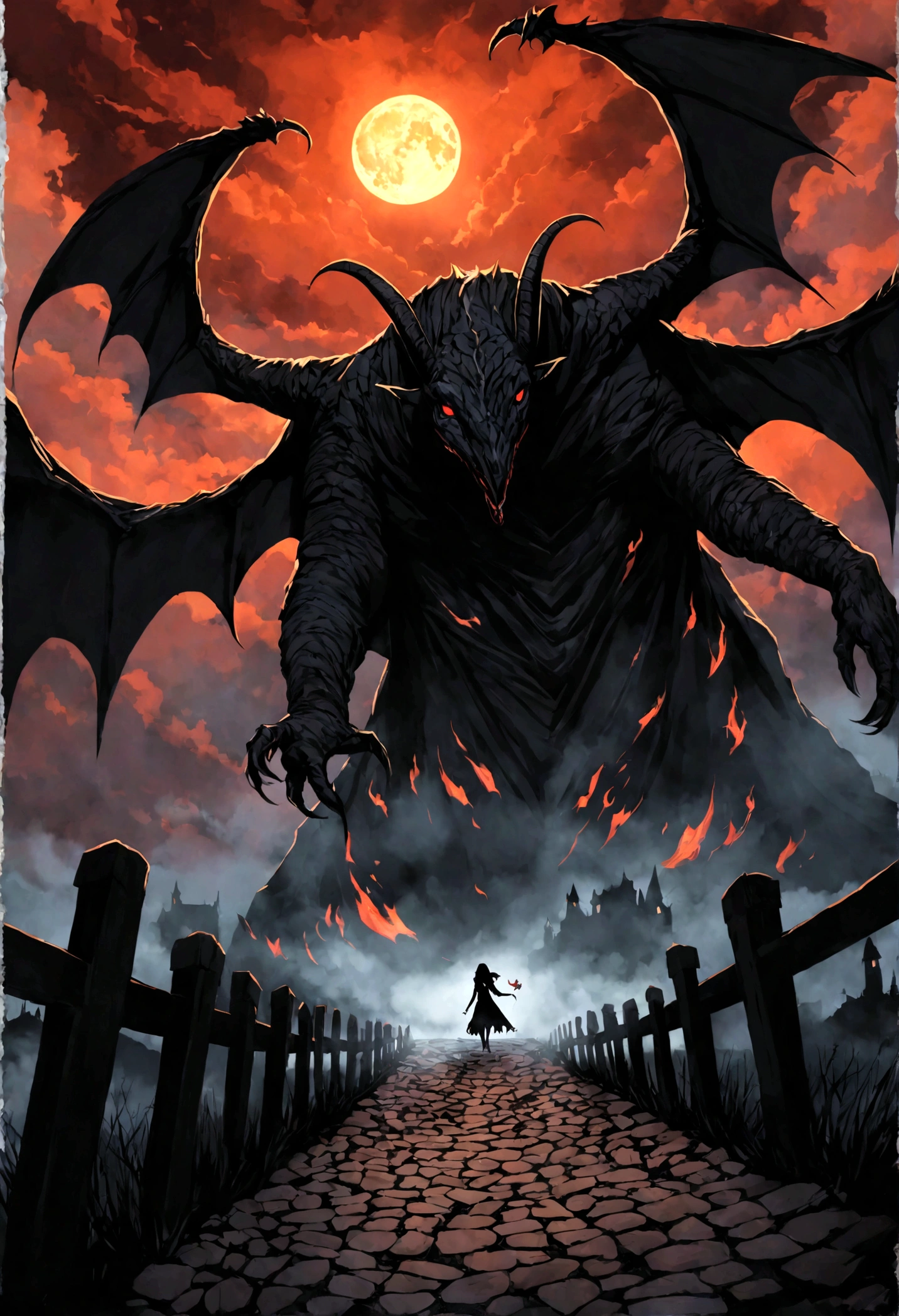 Nas sombras drapeadas, a aldeia dorme, Where luar weeps and darkness creeps, Um espectro vagueia, o suspiro de um vampiro, A haunting presence, &#39;Under the sky. Through the mist and the fog, he catches his flight, Silent whispers na noite, Uma fome profunda dentro de sua alma, To crimson nectar, your cursed goal. Com os olhos brilhantes, como o fogo da brasa, Ele stalks the night, seu desejo sombrio, Em becos iluminados pela lua, seus passos trilham, Through cobblestones where fear is created. The villagers tremble, calado de pavor, As whispers speak of those who died long ago, Their minds consumed by untold stories, Of a demon whose hunger never grows old. No entanto, &#39;em meio ao terror, o destino teceria, Um conto de amor he did conceive, For in the tender grace of a maiden, Ele found a heart, um lugar de descanso. Eler eyes, Um suave, Luz guia, Um farol em sua noite sem fim, Ele, a creature cursed by fate, ela, the one who will change your state. Mas amor, um pecado em sua terra cruel, A forbidden union, por ordem de decreto, A aldeia chorou, sua raiva em chamas, The heart of a monster, eles pretendiam domar. They hunted him with fervent spite, Forcados, Tochas, na noite, Elearts hardened, sem piedade para implorar, Preso pelo medo, eles escolheram dragar. encurralado, preso na brincadeira cruel do amor, Betrayed by the sweet prison of passion, Ele faced the flames, seu amor em vista, Eler tears a testament, um novo. Enquanto as piras subiam, and the ashes fell, Seu amor, a story they would never tell, The vampire&#39;s heart, em cinzas jazia, A tragic end to the despondency of the night. A aldeia silenciou, as chamas agora se foram, Um conto de amor, desenhado para sempre, A haunting memory, gravado em pedra, Do amor de um vampiro, em gemido mortal , luar, backlight