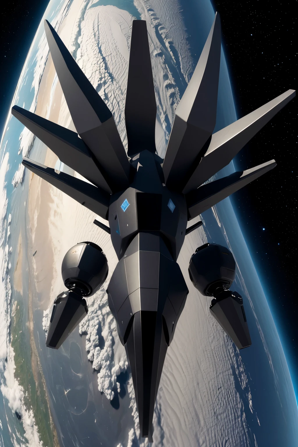 criar carro espacial de forma hexagonal 3d, that has claws instead of wheels walking on the surface of the planet, esse planeta deve ter tempestades de areia