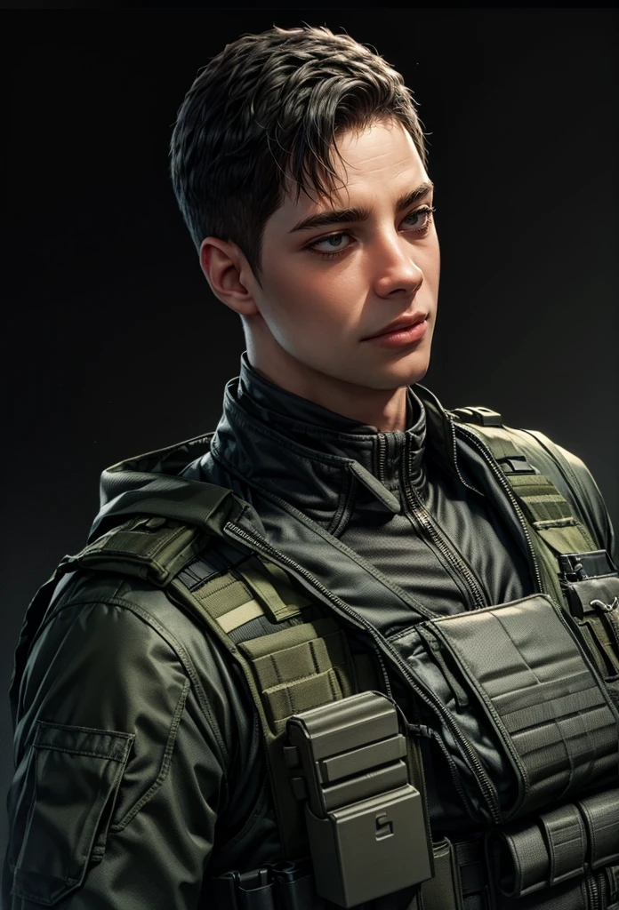 highly detailed military soldier portrait man wearing bulletproof vest, lineart, cel shading, best quality, 4k, 8k, highres, masterpiece, ultra-detailed, realistic, photorealistic, photo-realistic, sharp focus, vivid colors, professional