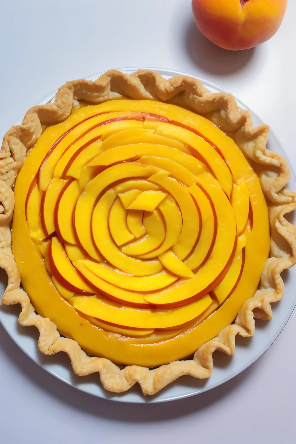 make a peach mango loco pie (containing maja blanca inside)