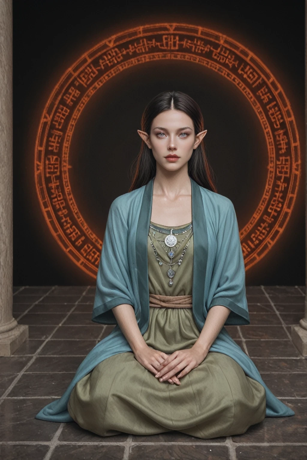 score_9, score_8_up, score_7_up BREAK female elf avatar, beautiful face, white eyes, calm look, levitation, meditation, intricate tunic, elemental circle, ,fire, water, air, earth, elements combined, sexually suggestive, 