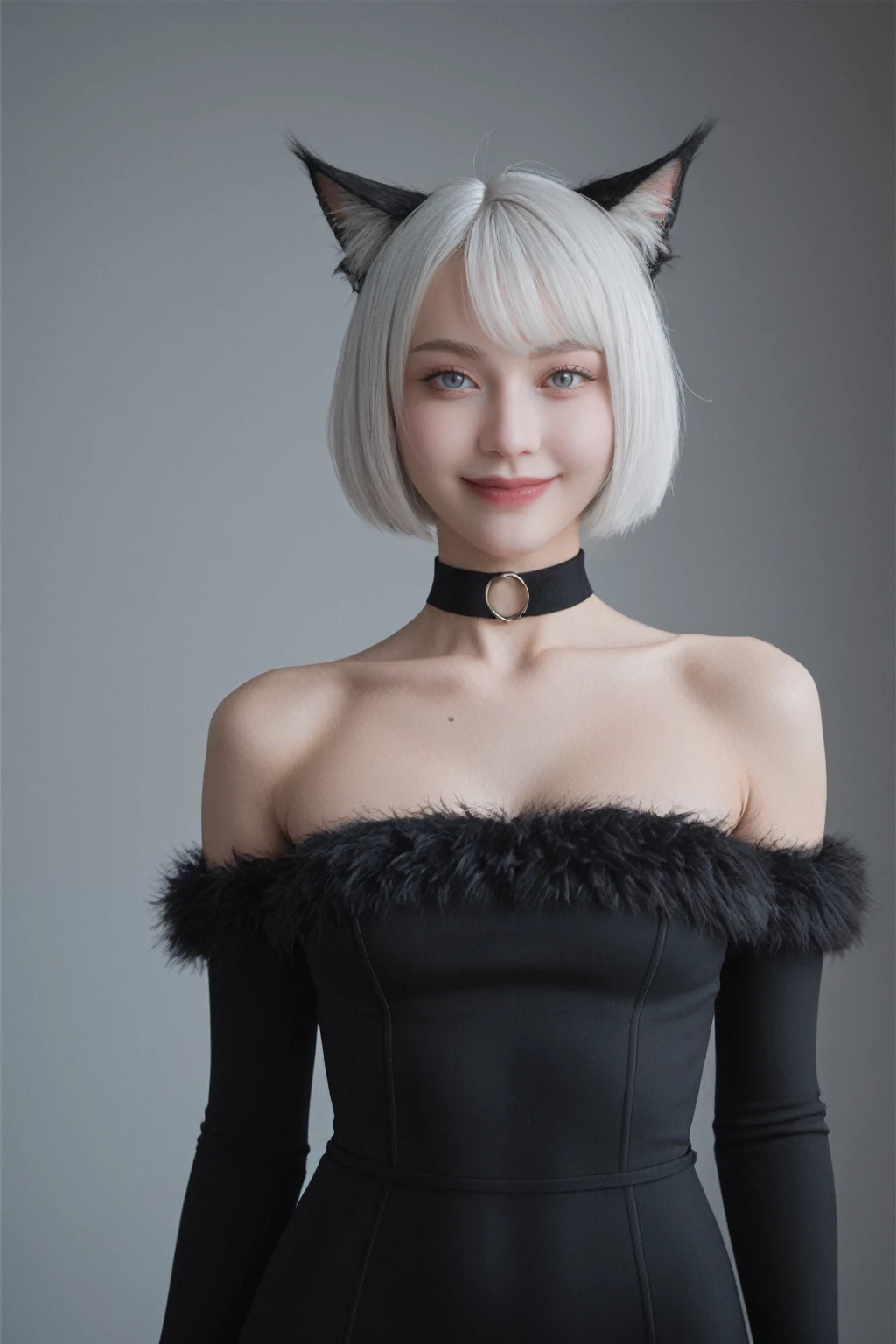(score_9, score_8_up, score_7_up:1.4),source_explicit,score_9,score_8_up,score_7_up,relaxed pose,realistic,y'shtola rhu,final fantasy xiv,snatched waist,
feather hair ornament,fur trim,choker,feathers,jewelry,neck tattoo,black robe,randomboobguy,from below,light smile,
1girl,(y'shtola rhul:1.2),looking at viewer,white hair,cat ears,short hair,miqo'te,grey eyes,cat tail,realistic,high quality,zPDXL2,