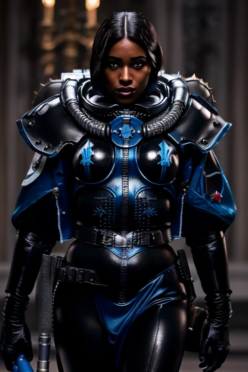 ADEPTA SORORITAS
 Mulher negra vestindo uniforme sttldunf azul,Jamesdaly Estilo de Arte,