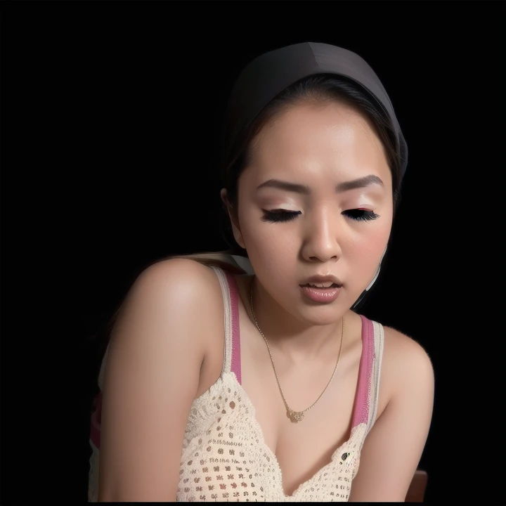 HIJAB MALAY GIRL,, IMF as a good Guy, TECHNOLGY, AI, futuristic, blockchain, International Monetary Fund, (MATRIX WORLD), ((look In front  at the camera CLOSED YOUR EYES and open your mouth)).