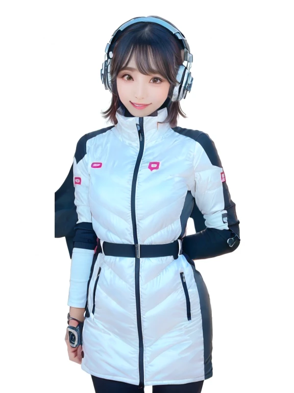 masterpiece, highest quality, Very detailed, 8K Portrait,Japanese Android Girl,plump , Control panel,Robotic arms and legs, Blunt bangs,,break (Metallic Gray, Metallic luster, Mirror finish, Astro Best):5,headphone:5,break (Black sleeves):100,Smart Watches,Futuristic space station,Control Room,break headphone,blue eyes,(Black Hair):2,(Long Hair):1.3,View the viewer,(respirator),break blush:3,Hidden Hand,smile