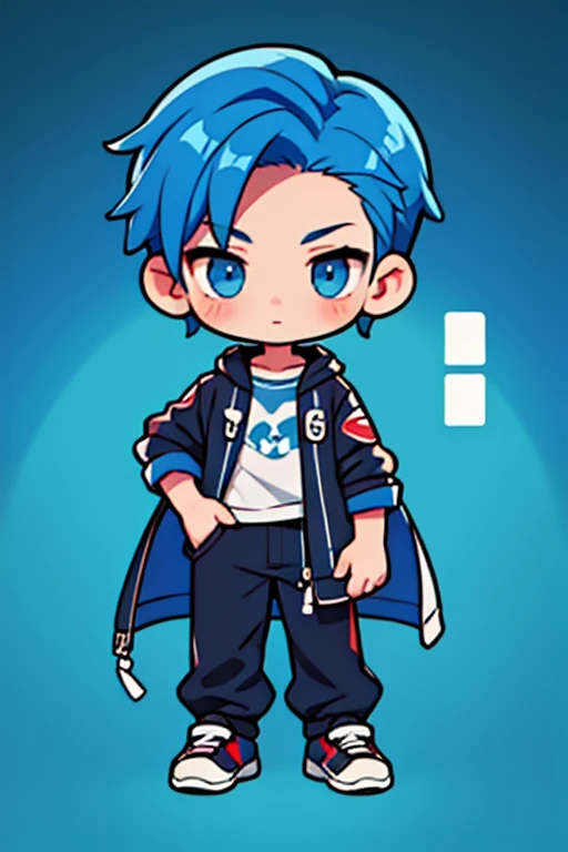 boy,Chibi Character,Blue hair,game