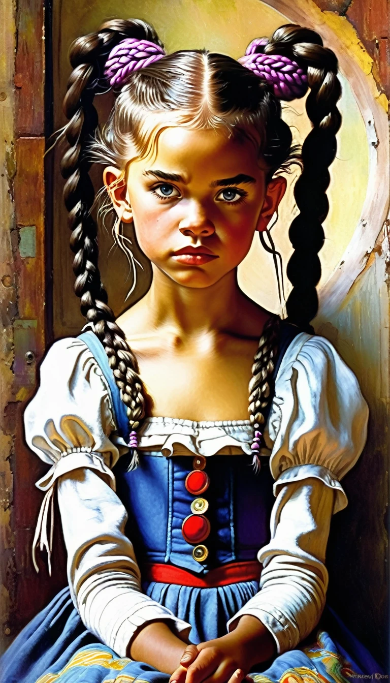 hooligan Abigail is a tacky teenager, desleixado, todo o corpo, ruiva com saia xadrez, Olho roxo, abused braids, ((no estilo de Jerry Pinkney / Norman Rockwell!)), ((estudo perfeito de todo o corpo)), magical naive art, Primitivismo, Protogen, cor carmesim, ((a mais alta qualidade, uma obra-prima)),((The highest elaboration of Konstantin Makovsky)), ((o maior detalhe)), CRU: 1,1, 8K