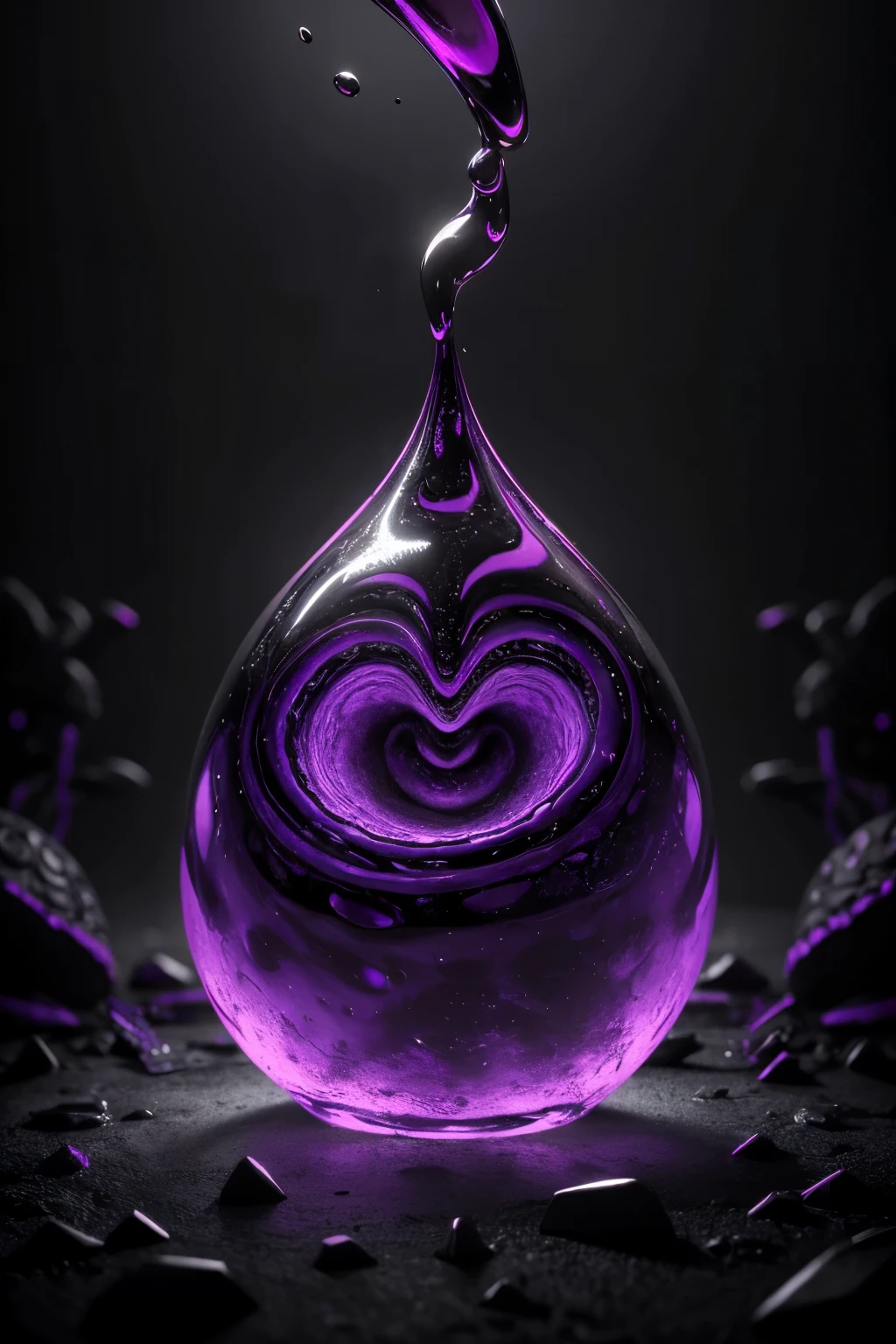 I’ve crafted an image of a humanoid slime monster as you’ve described, emerging in an eerie realm with black and purple hues. Its form is dripping and oozing with a viscous texture, and its body is adorned with a swirling pattern of slime that shifts subtly. The creature is depicted in exquisite detail, with a photorealistic quality, in 8k resolution and enhanced by HDR, giving it a surreal, dreamlike quality that might seem like it’s from the darkest depths of the subconscious.