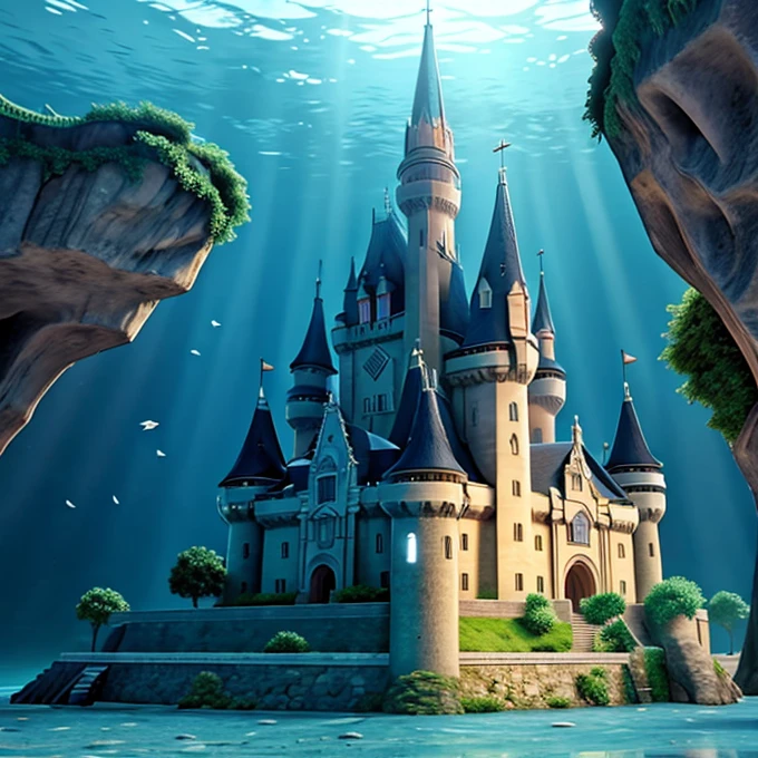 Beautiful castle under the water 