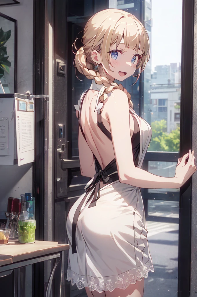 (erotic:1.4), naked apron,Beautiful ass, beautiful back