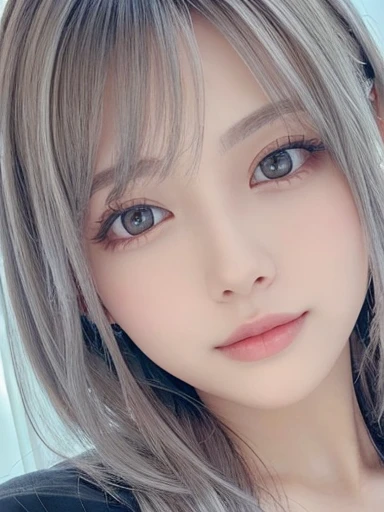 masterpiece、1 beautiful girl、Fine brown eyes、Puffy eyes、highest quality, 超High resolution, (reality: 1.4), Cinema Lighting、(Japanese)、so beautiful、Beautiful Skin、thin、(Looking at the audience)、(Surreal)、(High resolution)、(8k)、(Very detailed)、(Beautiful fine details)、(Very detailed)、 (wall-)、Detailed face、Bright lighting、Professional Lighting、　West Shot、Silver Color Hair